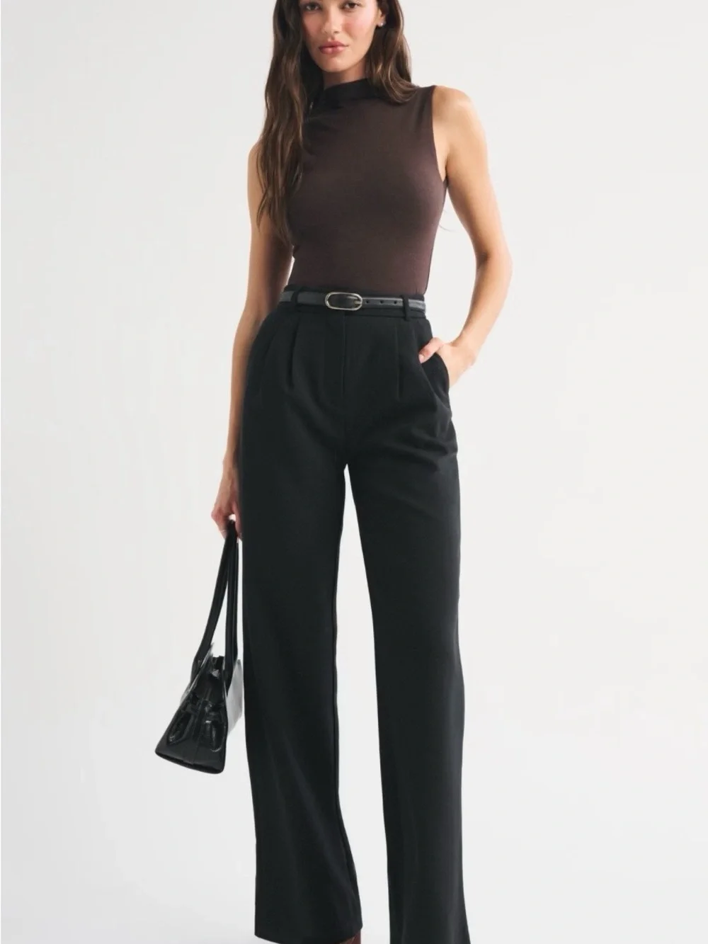 NWT Abercrombie & Fitch Sloan Wide Leg Trousers in Black size 10S